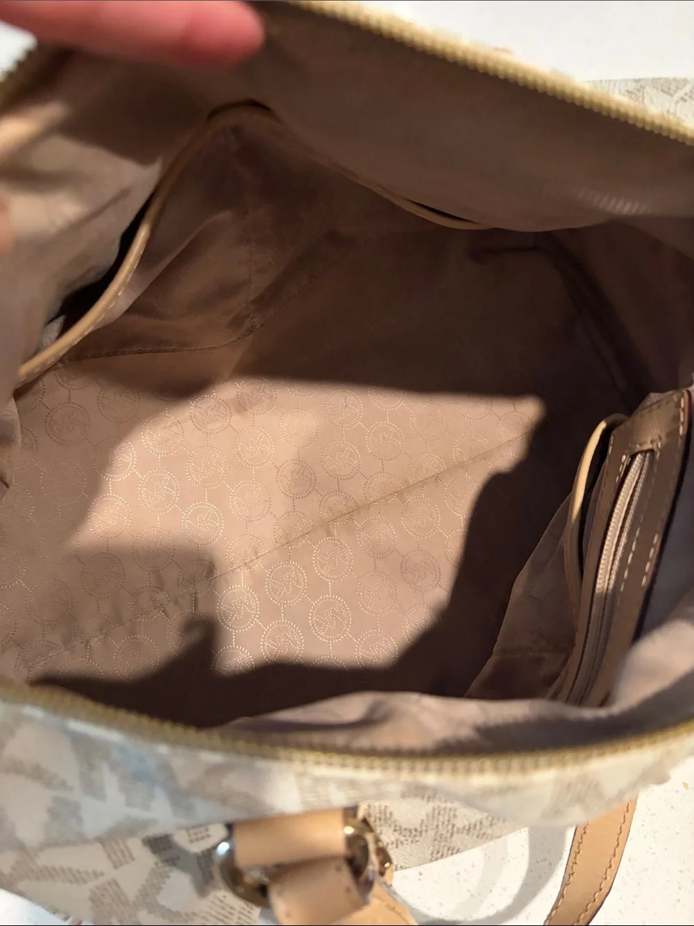 Michael Kors Cream Beige MK Signature Tote with Wristlet